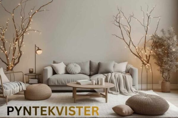 Pyntekvister Nordic decorative branches styled in Scandinavian home decor