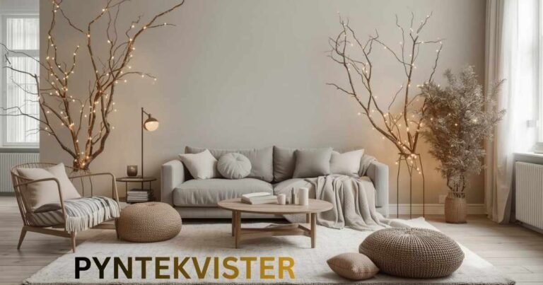 Pyntekvister Nordic decorative branches styled in Scandinavian home decor